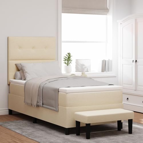 GCHDHAPB Boxspringbett mit Matratze & Bank Creme 80x200 cm Stoff von GCHDHAPB