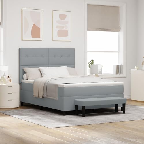 GCHDHAPB Boxspringbett mit Matratze & Bank hellgrau 140x190cm Stoff GCHDHAPB Boxspringbett mit Matratze & Bank hellgrau 140x190cm Stoff von GCHDHAPB