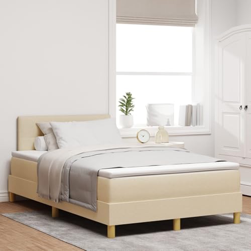 GCHDHAPB Boxspringbett mit Matratze & LED Creme 120x200 cm Stoff von GCHDHAPB