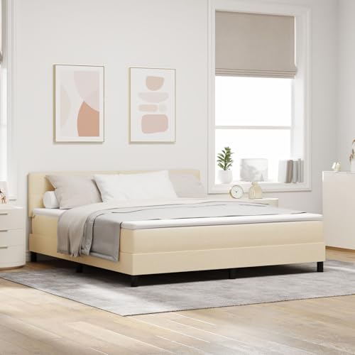 GCHDHAPB Boxspringbett mit Matratze & LED Creme 180x200 cm Stoff von GCHDHAPB
