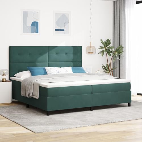 GCHDHAPB Boxspringbett mit Matratze & LED Dunkelgrün 200x200 cm Samt von GCHDHAPB