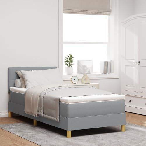 GCHDHAPB Boxspringbett mit Matratze & LED hellgrau 100x200 cm Stoff GCHDHAPB Boxspringbett mit Matratze & LED hellgrau 100x200 cm Stoff von GCHDHAPB
