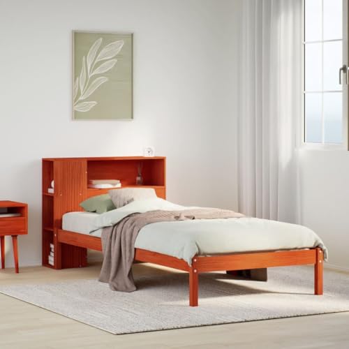 GCHDHAPB Bücherregal Bett ohne Matratze Wachs braun 75x190 cm klein einzeln Massivholz Kiefer von GCHDHAPB