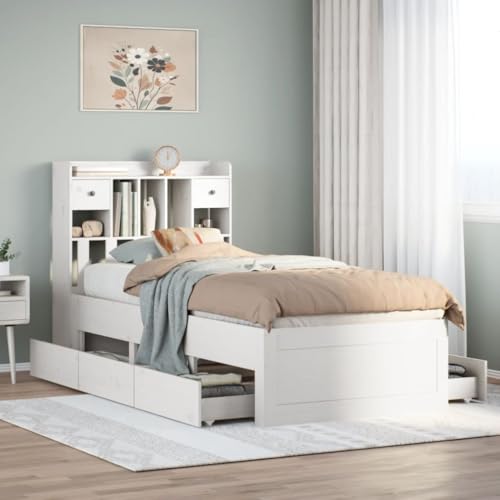 GCHDHAPB Bücherregal Bett ohne Matratze weiß 75x190 cm klein einzeln Massivholz Kiefer GCHDHAPB Bücherregal Bett ohne Matratze weiß 75x190 cm klein einzeln Massivholz Kiefer von GCHDHAPB