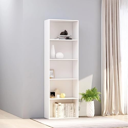 GCHDHAPB Bücherregale und Standregale, Bücherregal mit 5 Ebenen, weiß, 60 x 30 x 189 cm, Holzwerkstoff GCHDHAPB Bücherregale und Standregale, Bücherregal mit 5 Ebenen, weiß, 60 x 30 x 189 cm, Holzwerkstoff von GCHDHAPB