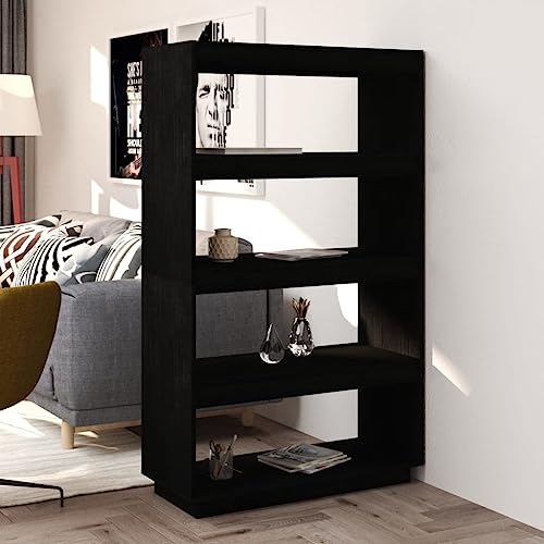 GCHDHAPB Bücherschrank/Raumteiler schwarz 80x35x135 cm Kiefer massiv Regal Bücherregale & Standregale von GCHDHAPB