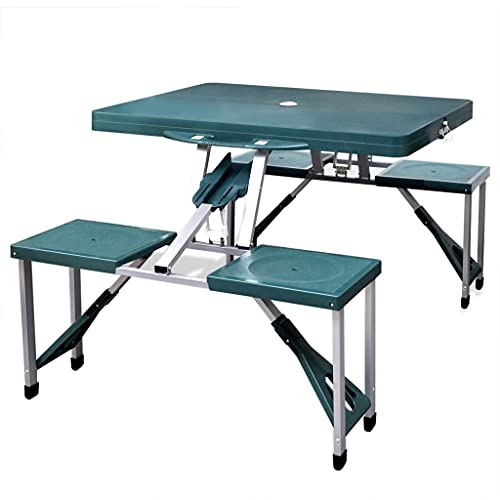 GCHDHAPB Campingtisch Set faltbar mit 4 Hockern Aluminium extra hellgrün von GCHDHAPB