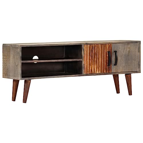 GCHDHAPB Entertainment Centers & TV-Stände-TV-Schrank Grau 130x30x46 cm massives raues Mangoholz von GCHDHAPB