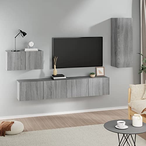 GCHDHAPB Entertainment Centers & TV-Ständer, 4-teiliges TV-Schrank-Set, Grau, Sonoma, Holzwerkstoff GCHDHAPB Entertainment Centers & TV-Ständer, 4-teiliges TV-Schrank-Set, Grau, Sonoma, Holzwerkstoff von GCHDHAPB