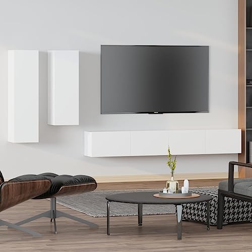 GCHDHAPB Entertainment Centers & TV-Ständer, 4-teiliges TV-Schrank-Set, Holz, Weiß von GCHDHAPB