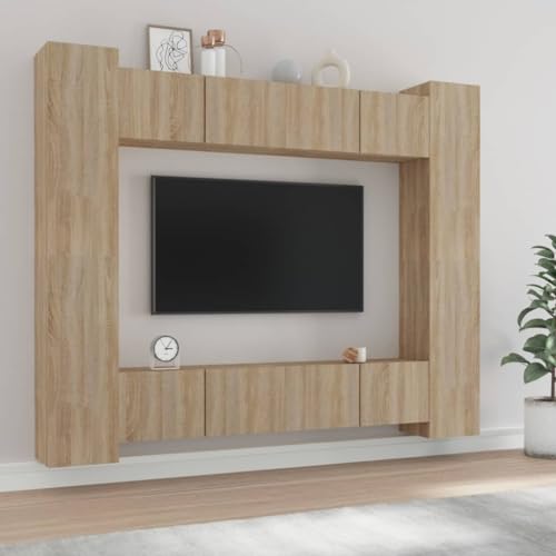 GCHDHAPB Entertainment Centers & TV-Ständer, 8-teiliges TV-Schrank-Set, Sonoma-Eiche, Holzwerkstoff von GCHDHAPB