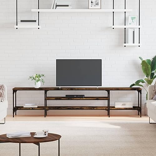 GCHDHAPB Entertainment Centers & TV-Ständer, TV-Schrank, geräucherte Eiche, 201 x 35 x 45 cm, Holz- und Eisen von GCHDHAPB