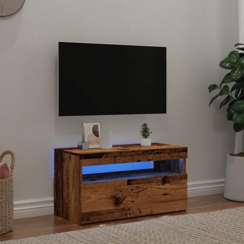 GCHDHAPB Entertainment Centers & TV Stand-home-TV-Schrank mit LED-Leuchten Altes Holz 75x35x40 cm Holzwerkstoff von GCHDHAPB