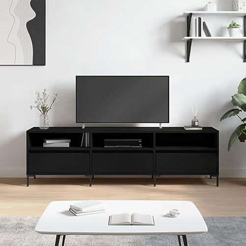 GCHDHAPB Entertainment Centers & TV Stands-TV Cabinet Black 150x30x44.5cm Holzwerkstoff von GCHDHAPB