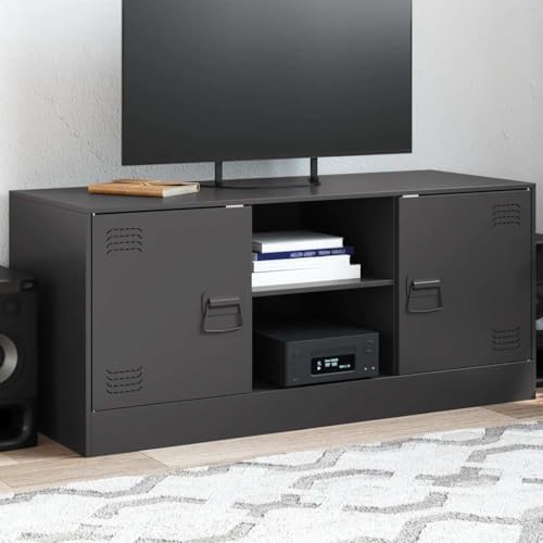 GCHDHAPB Entertainment Centers & TV Stands-TV Cabinet Black 99x39x44 cm Steel von GCHDHAPB