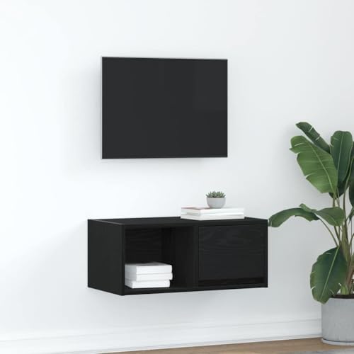 GCHDHAPB Entertainment Centers & TV Stands-TV Cabinet Black Oak 60x31x25.5cm Holzwerkstoff von GCHDHAPB