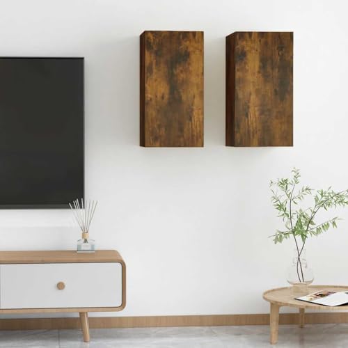GCHDHAPB Entertainment Centers & TV Stands-TV Cabinets 2 pcs Smoked Oak 30.5x30x60cm Engineered Wood von GCHDHAPB