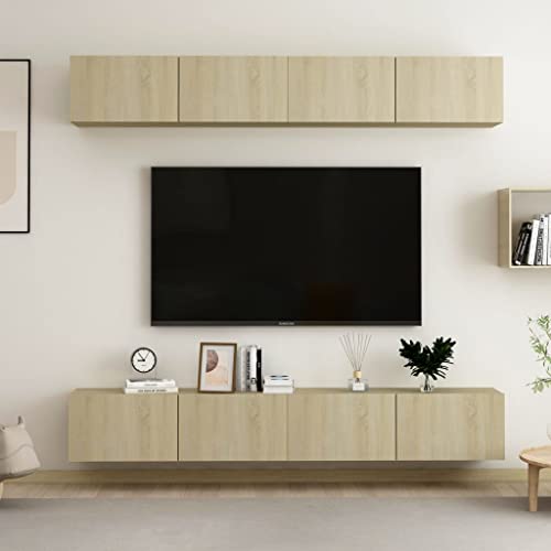 GCHDHAPB Entertainment Centers & TV Stands-TV Cabinets 4 pcs Sonoma Oak 100x30x30cm Holzwerkstoff von GCHDHAPB