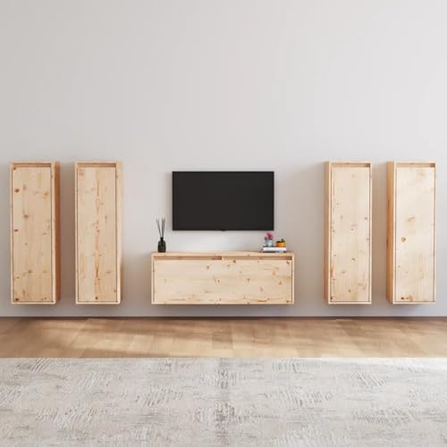 GCHDHAPB Entertainment Centers & TV Stands-TV Cabinets 5 pcs Solid Wood Pine von GCHDHAPB