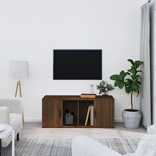 GCHDHAPB Entertainment Centers & TV Stands-TV Schrank Braun Eiche 100x35x40 cm Holzwerkstoff von GCHDHAPB