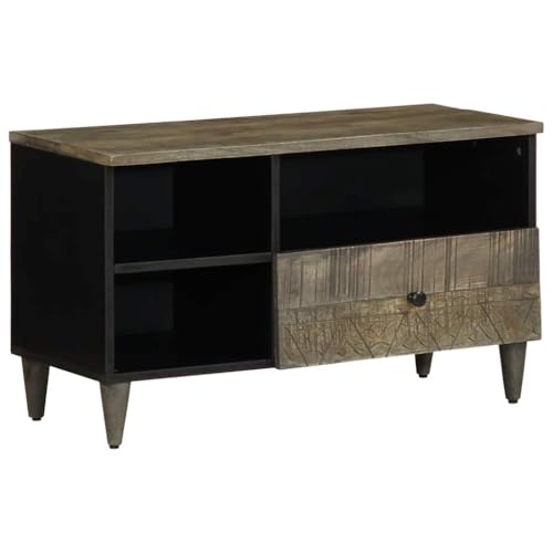 GCHDHAPB Entertainment Centers & TV Stands-TV Schrank Schwarz 80x33x46 cm Massivholz Mango von GCHDHAPB