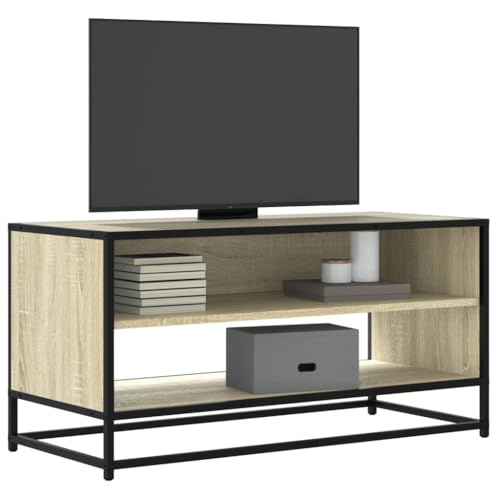 GCHDHAPB Entertainment Centers & TV Stands-TV Schrank Sonoma Eiche 91x40x46 cm Holzwerkstoff und Metall von GCHDHAPB