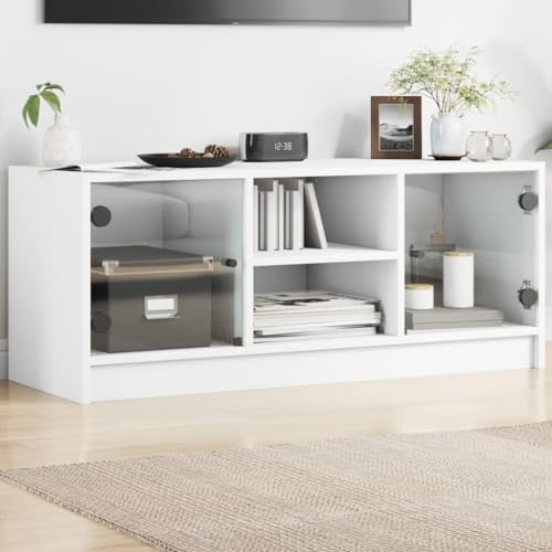 GCHDHAPB Entertainment Centers & TV Stands-TV Schrank mit Glastüren Weiß 102x37x42cm GCHDHAPB Entertainment Centers & TV Stands-TV Schrank mit Glastüren Weiß 102x37x42cm von GCHDHAPB