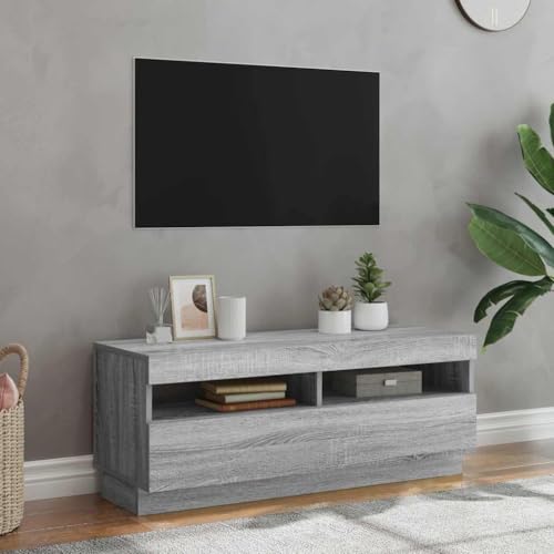 GCHDHAPB Entertainment Centers & TV Stands-TV Schrank mit LED-Leuchten Grau Sonoma 100x35x40cm von GCHDHAPB