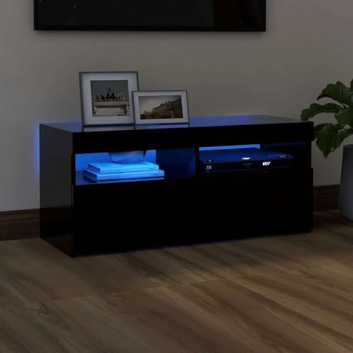GCHDHAPB Entertainment Centers & TV Stands-TV Schrank mit LED-Leuchten Schwarz 90x35x40cm GCHDHAPB Entertainment Centers & TV Stands-TV Schrank mit LED-Leuchten Schwarz 90x35x40cm von GCHDHAPB