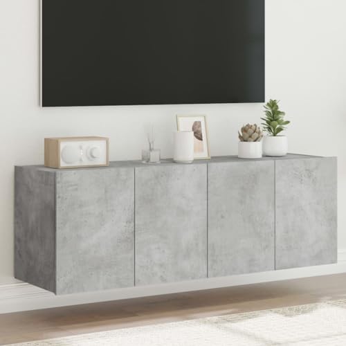 GCHDHAPB Entertainment Centers & TV Stands-TV Wandschränke mit LED-Leuchten 2 Stück Betongrau 60x35x41cm von GCHDHAPB