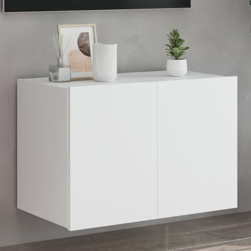GCHDHAPB Entertainment Centers & TV Stands-TV Wandschrank mit LED-Leuchten Weiß 60x35x41cm von GCHDHAPB