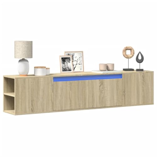 GCHDHAPB Entertainment Centers & TV Stands-TV Wandschrank mit LED Sonoma Eiche 180x31x39,5 cm von GCHDHAPB