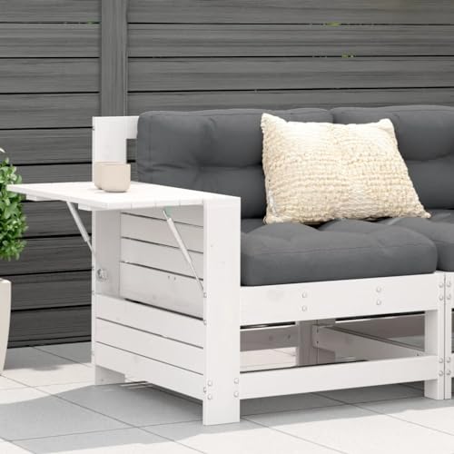 GCHDHAPB Garten Armlehne Sofa mit Kissen Weiß Massivholz Kiefer von GCHDHAPB