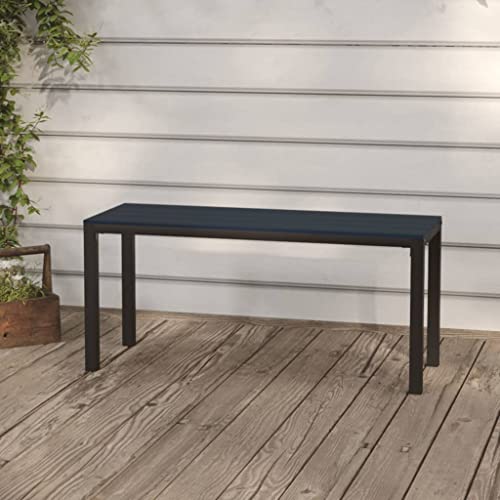 GCHDHAPB Gartenbank 110 cm Stahl und WPC schwarz Outdoor Sitzbank Outdoor Sitzbänke von GCHDHAPB
