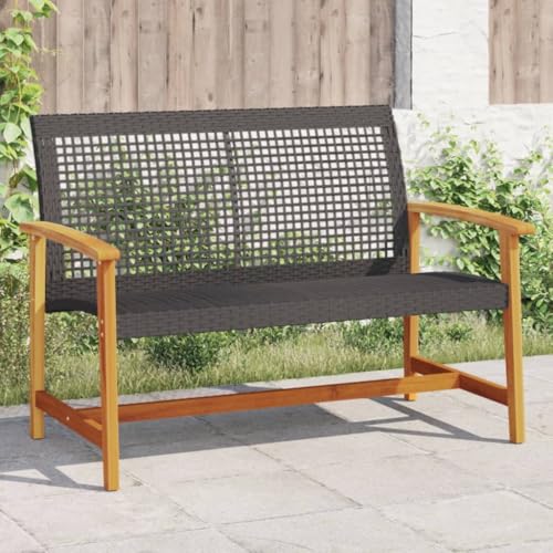 GCHDHAPB Gartenbank schwarz 112 cm Polyrattan und Akazienholz von GCHDHAPB