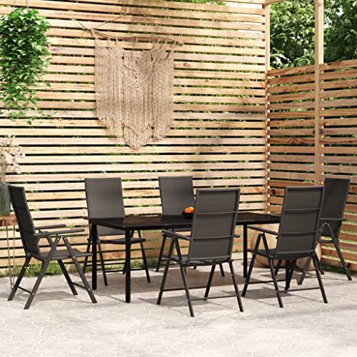 GCHDHAPB Gartenmöbel-Set, 7-teilig, Schwarz von GCHDHAPB