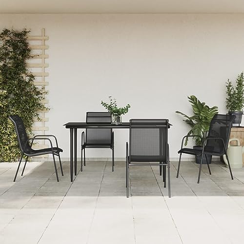 GCHDHAPB Gartenmöbel-Set für den Außenbereich, 5-teilig, schwarzer Stahl und Textilene von GCHDHAPB