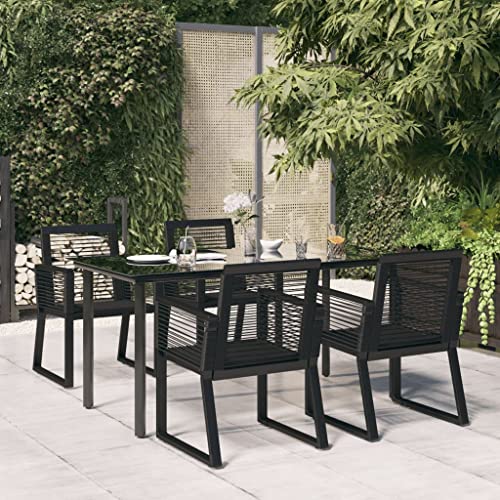 GCHDHAPB Gartenmöbel-Set für den Außenbereich, 5-teilig, schwarzes PVC-Rattan von GCHDHAPB