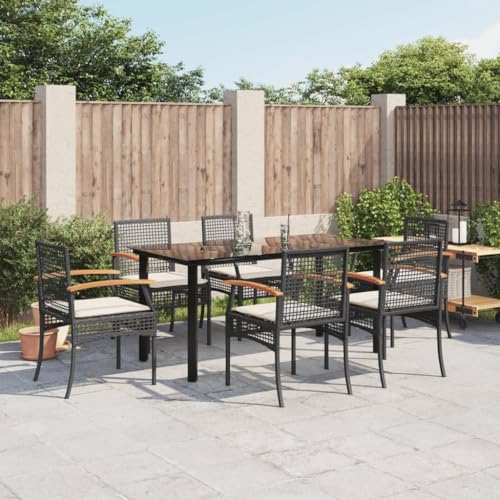 GCHDHAPB Gartenmöbel-Set für den Außenbereich, 7-teilig, mit Kissen, Polyrattan, Schwarz GCHDHAPB Gartenmöbel-Set für den Außenbereich, 7-teilig, mit Kissen, Polyrattan, Schwarz von GCHDHAPB