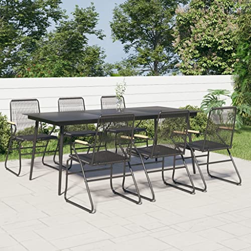 GCHDHAPB Gartenmöbel-Set für den Außenbereich, 7-teilig, schwarzes PVC-Rattan von GCHDHAPB