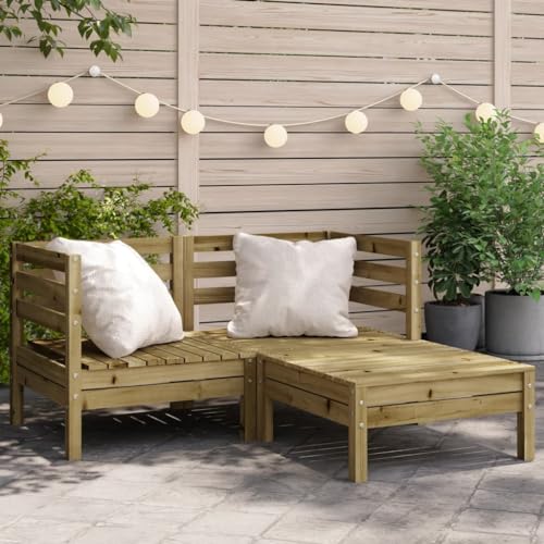 GCHDHAPB Gartensofa 2-Sitzer mit Fußhocker imprägniertes Holz Kiefer von GCHDHAPB