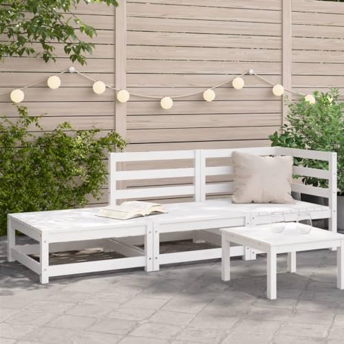 GCHDHAPB Gartensofa mit Fußhocker 2-Sitzer Weiß Massivholz Kiefer GCHDHAPB Gartensofa mit Fußhocker 2-Sitzer Weiß Massivholz Kiefer von GCHDHAPB