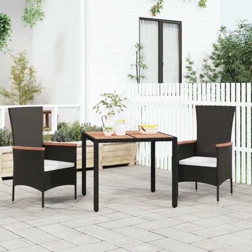 GCHDHAPB Gartentisch für den Außenbereich, mit Holzplatte, schwarzes Polyrattan und Akazienholz GCHDHAPB Gartentisch für den Außenbereich, mit Holzplatte, schwarzes Polyrattan und Akazienholz von GCHDHAPB