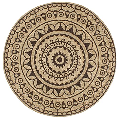 GCHDHAPB Handgefertigter Jute-Teppich mit dunkelbraunem Druck, 150 cm, Dekoration für Haus und Garten GCHDHAPB Handgefertigter Jute-Teppich mit dunkelbraunem Druck, 150 cm, Dekoration für Haus und Garten von GCHDHAPB