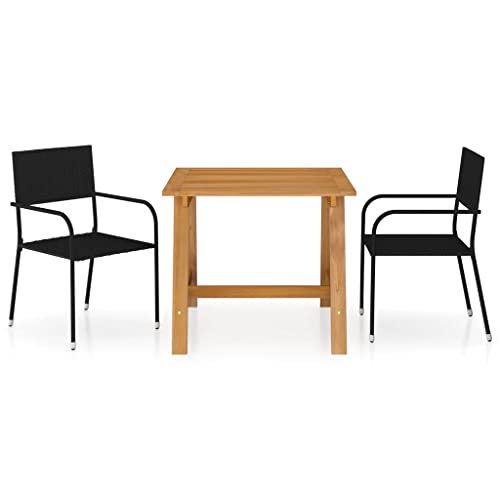 GCHDHAPB Haus-Outdoor Möbelset, 3 Teile Garten Essset schwarz von GCHDHAPB