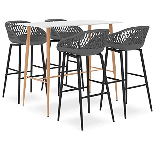 GCHDHAPB Hausmöbel-Set, Küchenmöbel und Esszimmermöbel, 5-teiliges Bar-Set in Weiß und Grau von GCHDHAPB