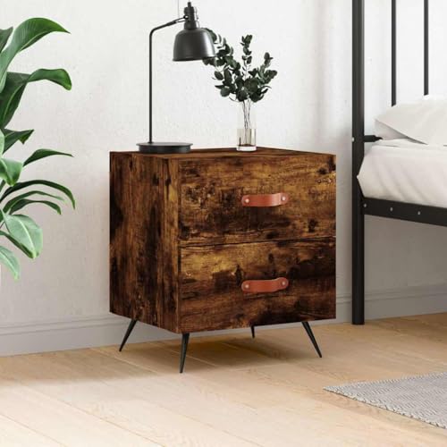 GCHDHAPB Haustische, Nachttische, Nachtkommode Eiche Räuchereiche 40 x 35 x 47,5 cm Ingenieurholz von GCHDHAPB