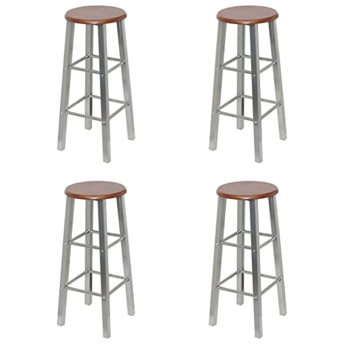GCHDHAPB Heimstühle, Tisch und Barhocker, Barhocker, 4 Stück, Silber und Braun, MDF von GCHDHAPB