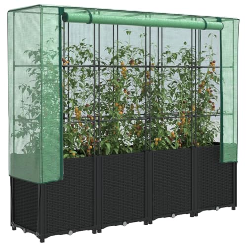 GCHDHAPB Hochbeet mit Gewächshausabdeckung Rattanoptik 160x40x153 cm Haus & Garten Rasen & Garten Gartenarbeit Töpfe & Pflanzgefäße von GCHDHAPB