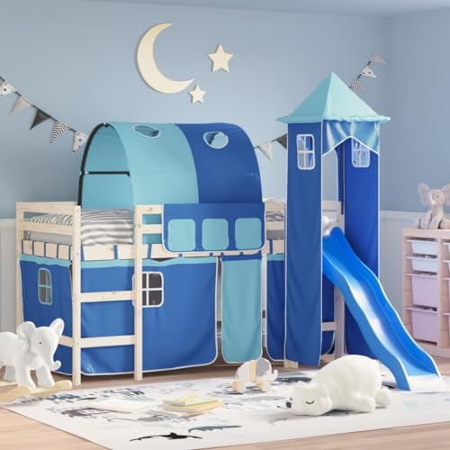 GCHDHAPB Home-Beds & Accessories,Bed & Bed Frame Accessories,Curtains for Loft Bed with Tunnel and Tower Blue von GCHDHAPB